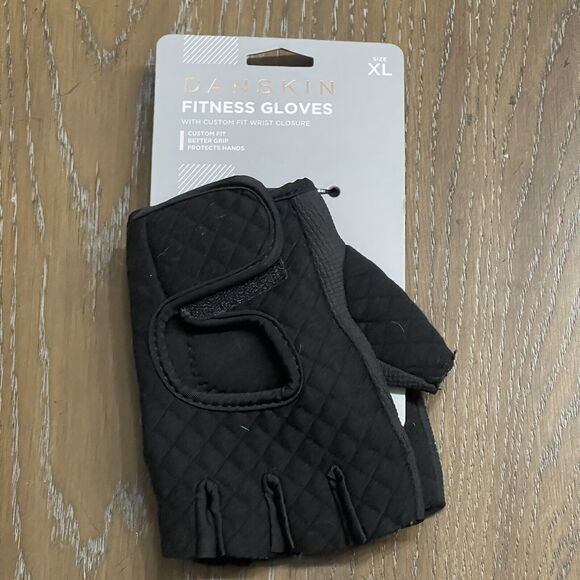 Danskin Fitness Glove Women Extra Large XL Black Half Finger Quilted Gym Workout - Picture 1 of 5